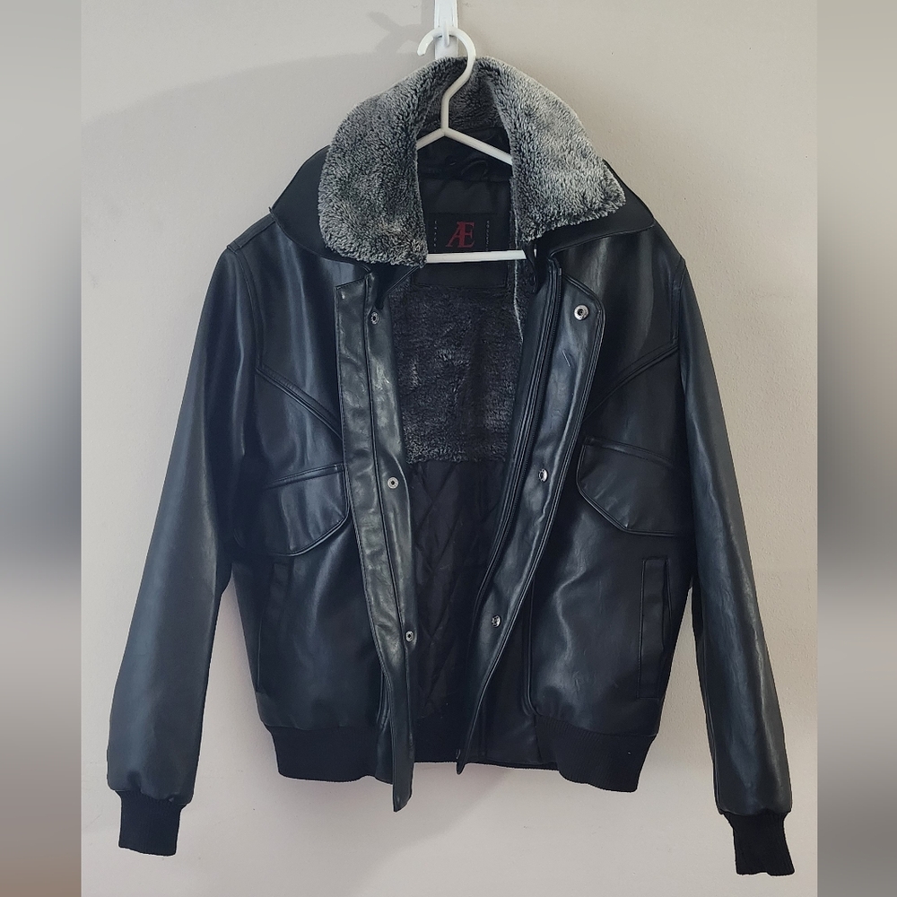 Authentic Men's Leather AE Di Milano Emporio Armani Collection Jacket